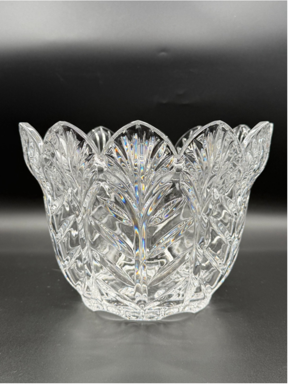 Fifth Avenue Scalloped Crystal Portico 9" Bowl 24% Lead Crystal Made in Poland